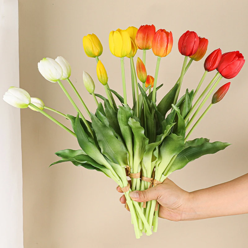 Home Decor Tulip - Tulipanes artificiales de 5 cabezas, decoración