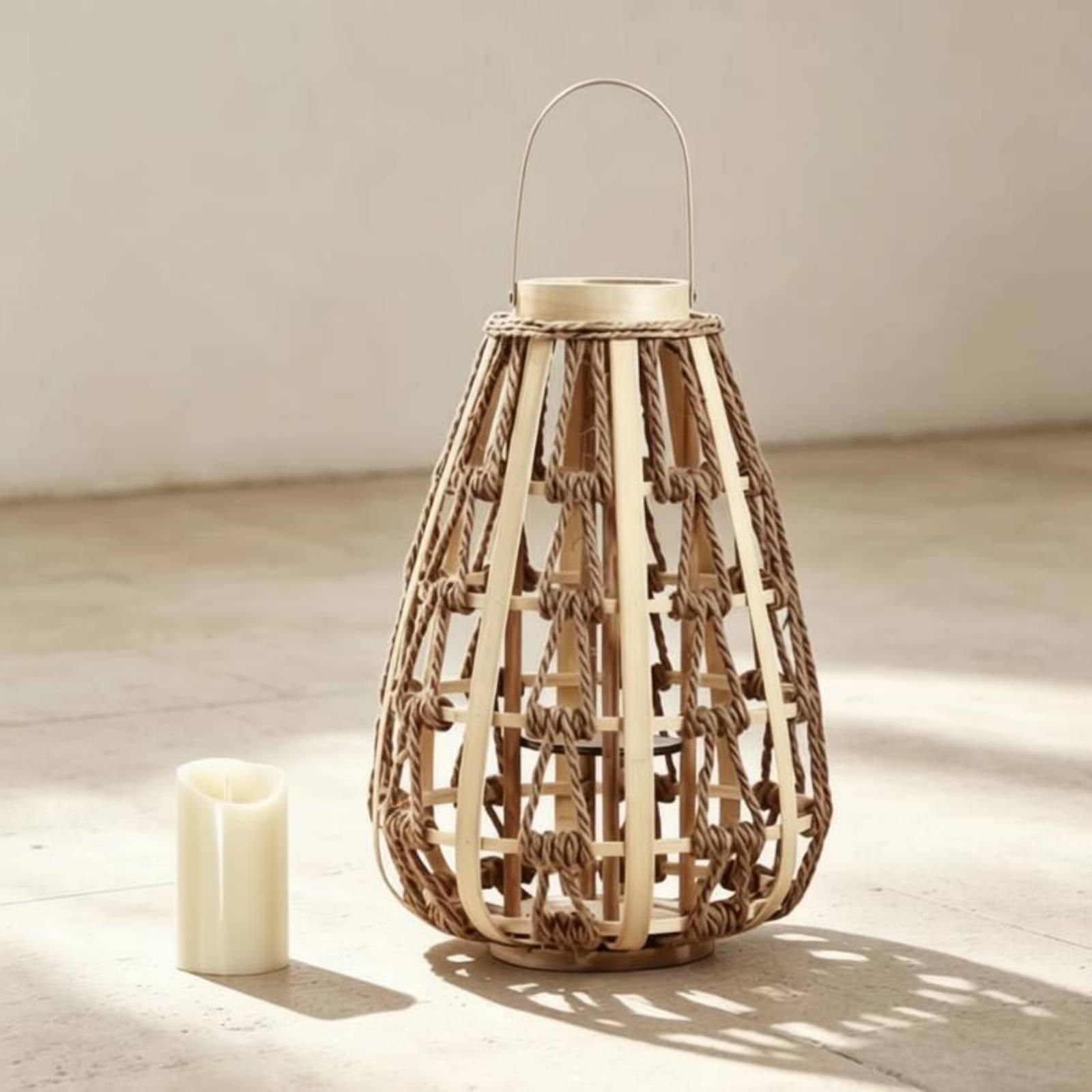 Home Decor Frames - Portavelas de Cuerda de Madera Natural,