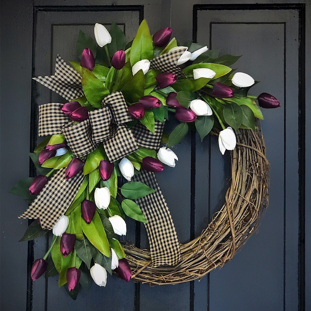 Home Decor Tulip - Corona de Tulipanes de Primavera, Decoración