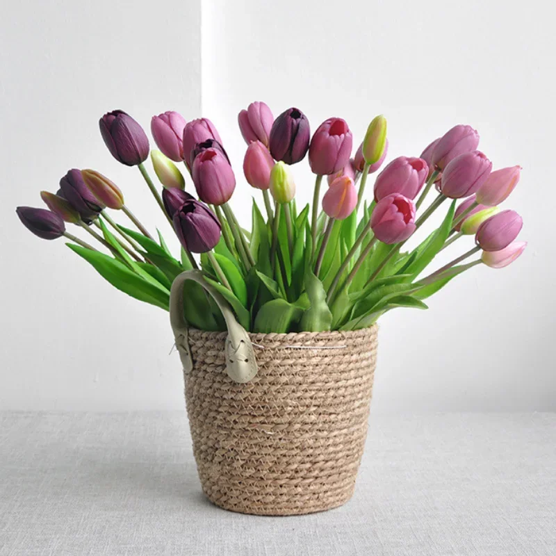 Home Decor Tulip - Tulipán Artificial de goma suave táctil,