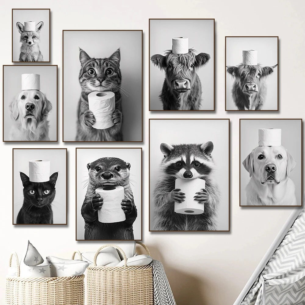 Home Decor Scrap - Póster Impreso en Lienzo de Vaca