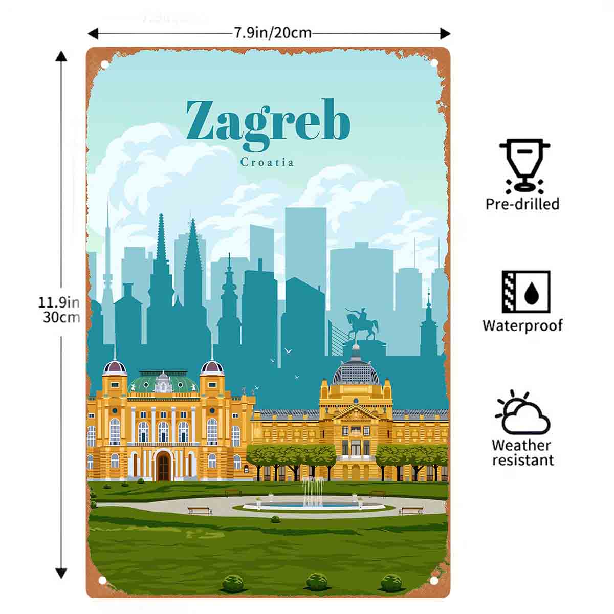 Letrero de metal con paisaje u - Home Decor Zagreb reseña y precio