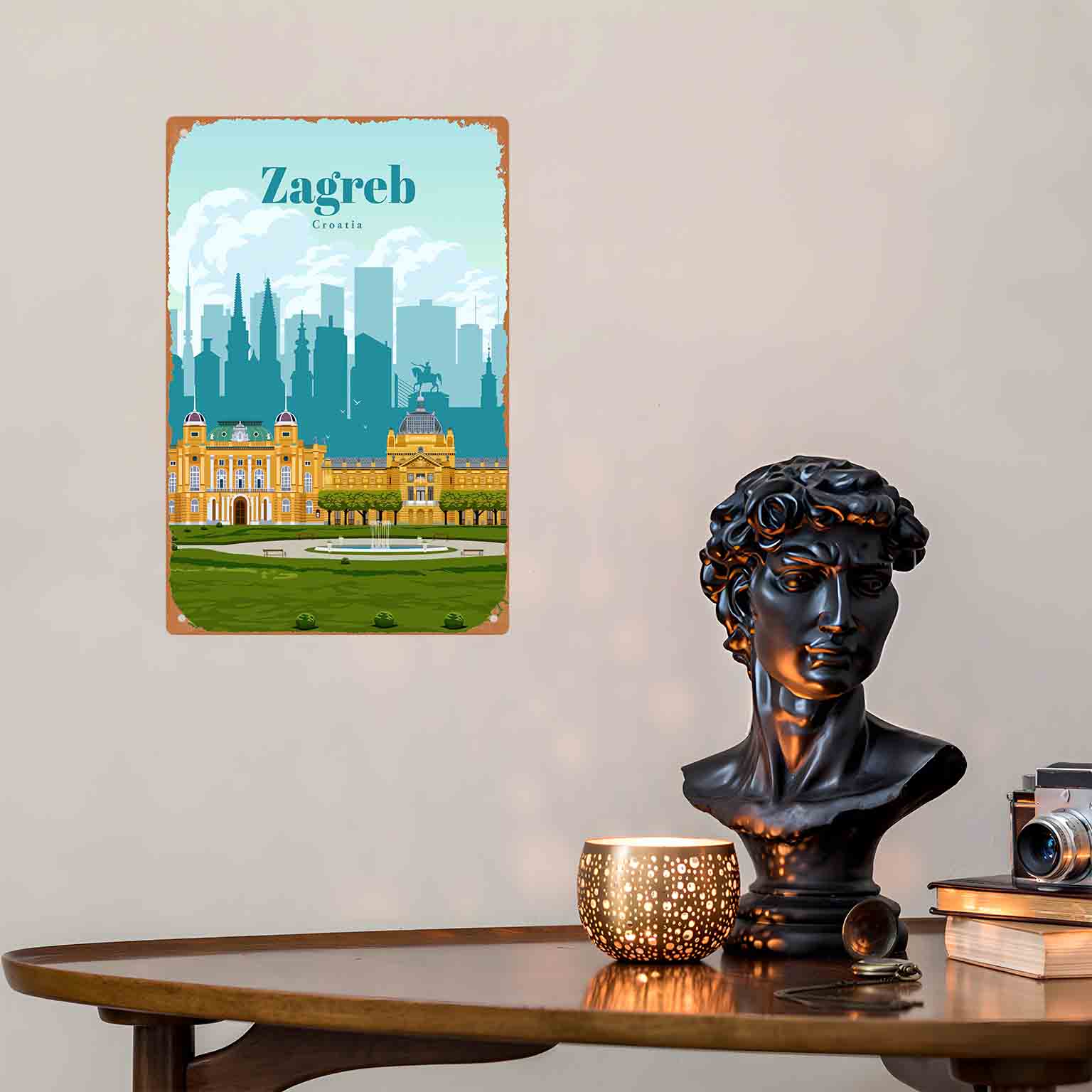 Letrero de metal con paisaje u - Home Decor Zagreb reseña y precio