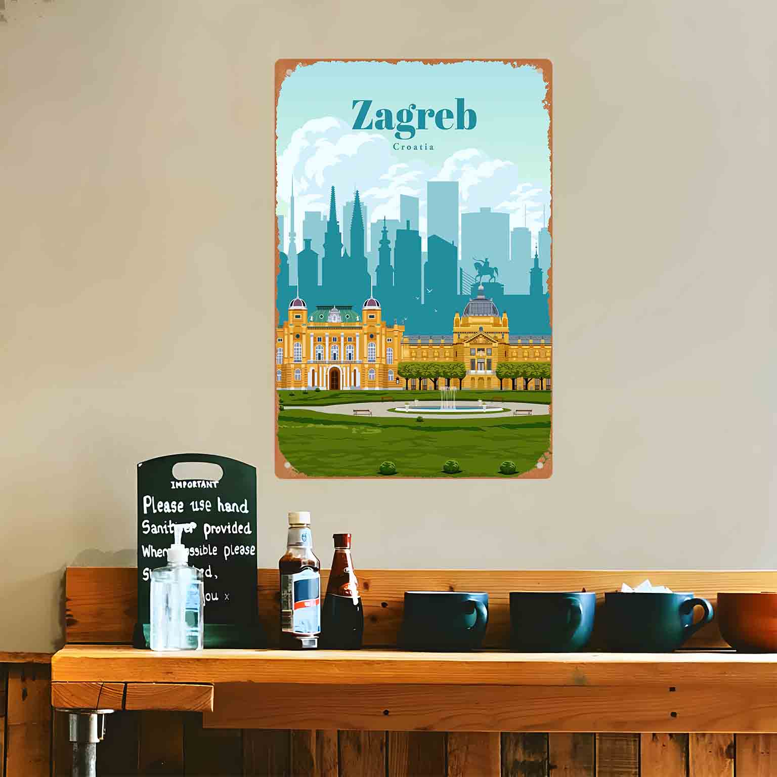 Letrero de metal con paisaje u - Home Decor Zagreb reseña y precio