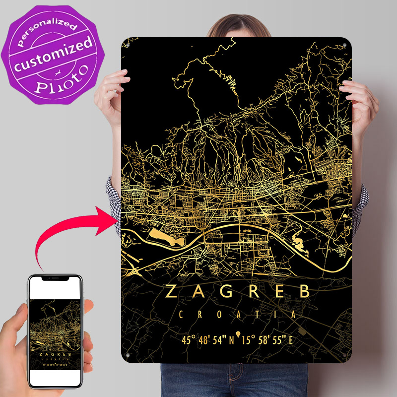 Mapa de Zagreb, Croacia, Póste - Home Decor Zagreb reseña y precio