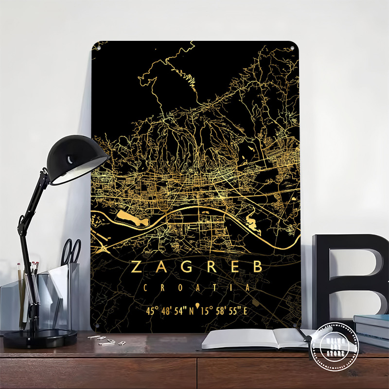 Mapa de Zagreb, Croacia, Póste - Home Decor Zagreb reseña y precio