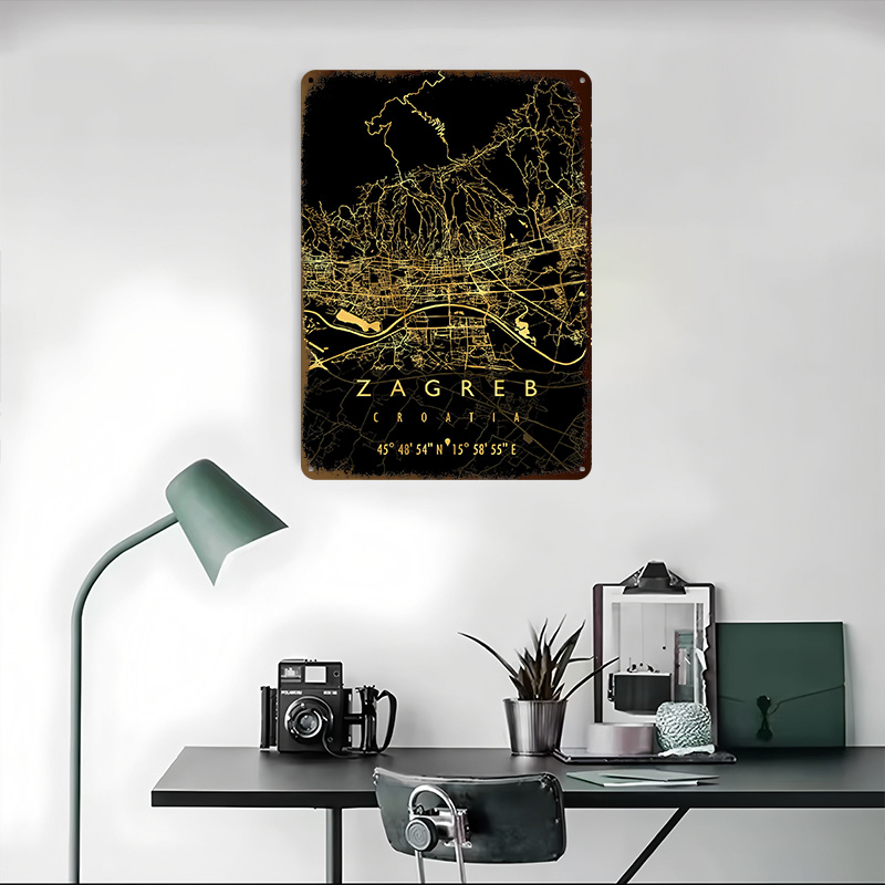 Mapa de Zagreb, Croacia, Póste - Home Decor Zagreb reseña y precio