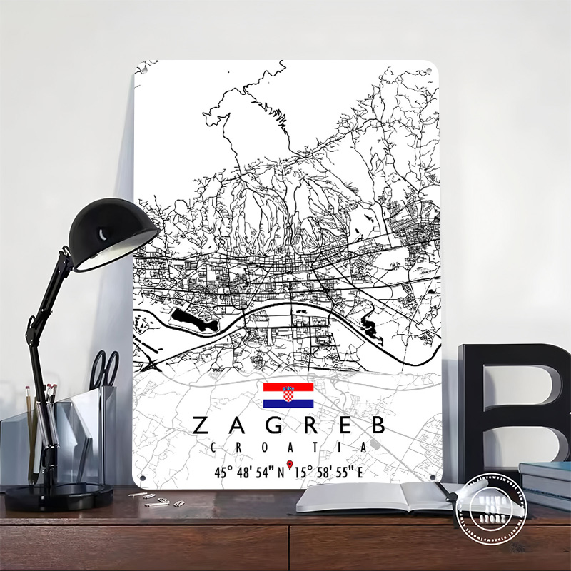 Mapa de Zagreb, Croacia, Póste - Home Decor Zagreb reseña y precio