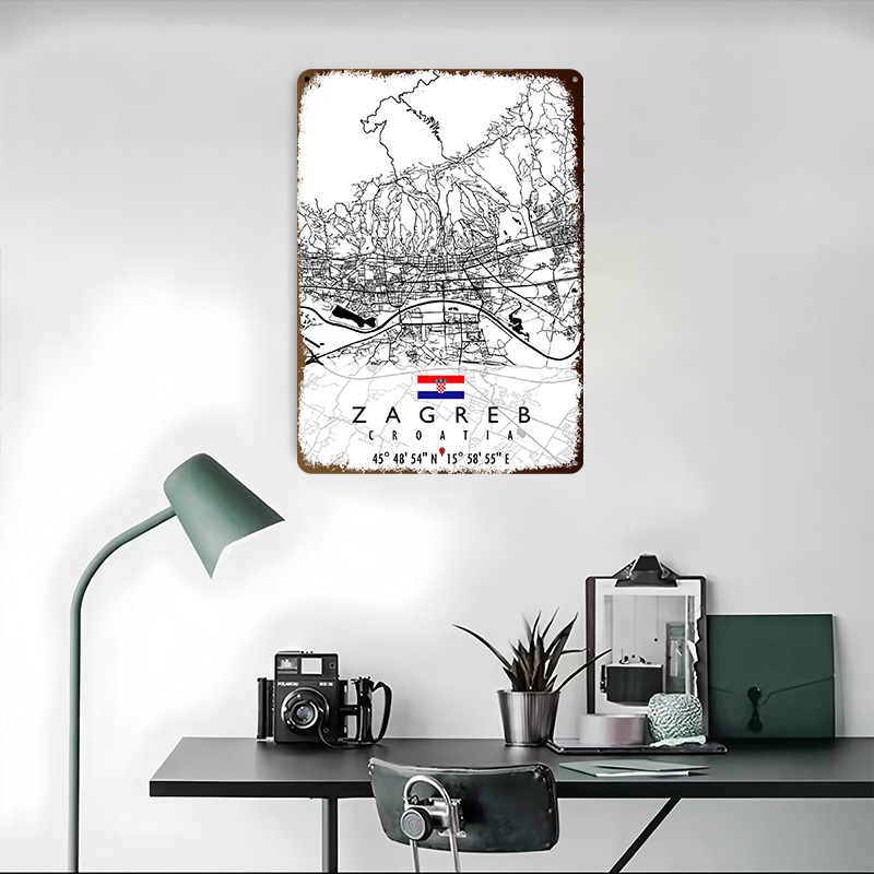 Mapa de Zagreb, Croacia, Póste - Home Decor Zagreb reseña y precio