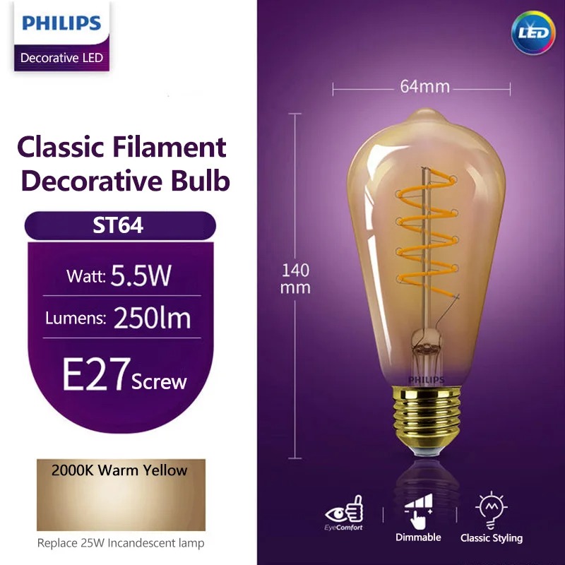 Philips LED ST64 bombilla deco - Philips Bulb Led Classic reseña y precio